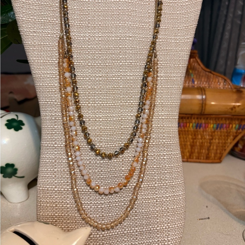 Elegant Multi-Layer Glass Beaded Necklace